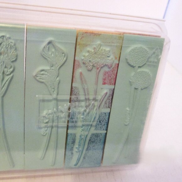 Rubber Stamp Set of 4,Vtg Stampin Up Long Stemmet Set of 4 flowers - Picture 3 of 4